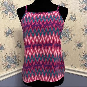 Batgirl Girl's XL 14/16 Multicolor Strap Tank Top Bat Zig Zag Striped Top